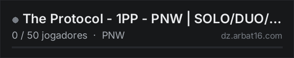 The Protocol - 1PP - PNW | SOLO/DUO/TRIO na lista de servidores de DayZ da AR16