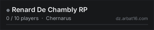 Renard De Chambly RP on the AR16 DayZ server list