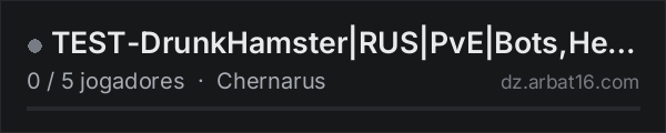 TEST-DrunkHamster|RUS|PvE|Bots,Heli,Airdrop,Missions| na lista de servidores de DayZ da AR16
