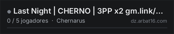 Last Night | CHERNO | 3PP x2 gm.link/u55759 na lista de servidores de DayZ da AR16