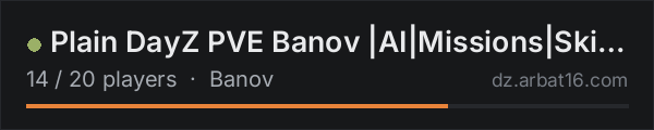 Plain DayZ PVE Banov |AI|Missions|Skill System|Keycards|Drugs|C on the AR16 DayZ server list