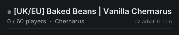 UK/EU Baked Beans | Vanilla Chernarus on the AR16 DayZ server list