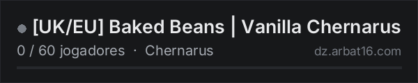 [UK/EU] Baked Beans | Vanilla Chernarus na lista de servidores de DayZ da AR16