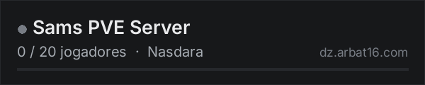Sams PVE Server na lista de servidores de DayZ da AR16
