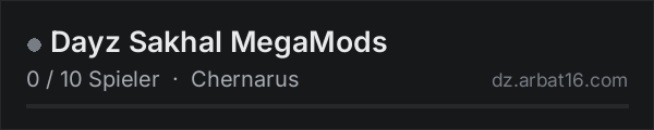 Dayz Sakhal MegaMods in der DayZ-Serverliste von AR16