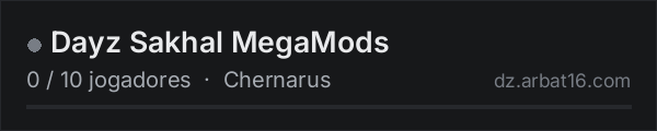 Dayz Sakhal MegaMods na lista de servidores de DayZ da AR16