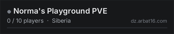 Norma's Playground PVE on the AR16 DayZ server list