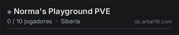 Norma's Playground PVE na lista de servidores de DayZ da AR16