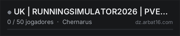 UK | RUNNINGSIMULATOR2026 | PVE ONLY | BEGINNERS WELCOME na lista de servidores de DayZ da AR16
