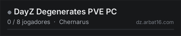 DayZ Degenerates PVE PC na lista de servidores de DayZ da AR16
