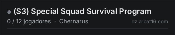 (S3) Special Squad Survival Program na lista de servidores de DayZ da AR16