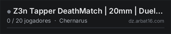 Z3n Tapper DeathMatch | 20mm | Duels | Arenas na lista de servidores de DayZ da AR16