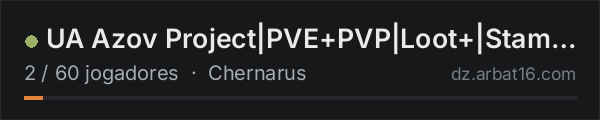 UA Azov Project|PVE+PVP|Loot+|Stamina+ |ModCar|Heli|Ore|Fishing na lista de servidores de DayZ da AR16
