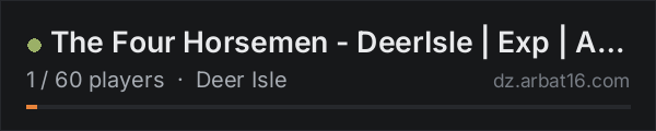 The Four Horsemen - DeerIsle | Exp | AI ONLY | PVE on the AR16 DayZ server list
