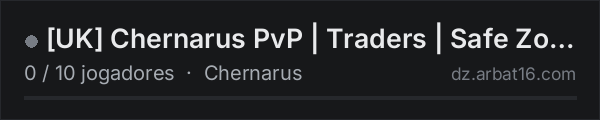 [UK] Chernarus PvP | Traders | Safe Zone | Black Market | Drugs na lista de servidores de DayZ da AR16