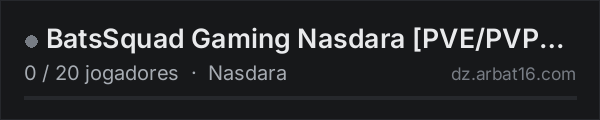 BatsSquad Gaming Nasdara [PVE/PVPZones]-[Events]-[Modded] na lista de servidores de DayZ da AR16