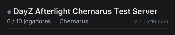 DayZ Afterlight Chernarus Test Server na lista de servidores de DayZ da AR16
