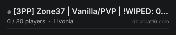 3PP Zone37 | Vanilla/PVP | !WIPED: 01.10 on the AR16 DayZ server list