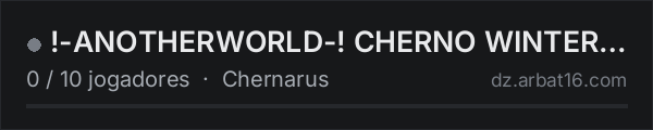 !-ANOTHERWORLD-! CHERNO WINTER TERJE HARDCORE SURVIVAL PVPVE na lista de servidores de DayZ da AR16