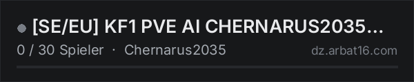 [SE/EU] KF1 PVE AI CHERNARUS2035 WIPED OCT 17 in der DayZ-Serverliste von AR16