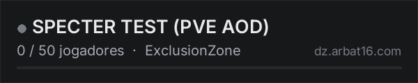 SPECTER TEST (PVE AOD) na lista de servidores de DayZ da AR16