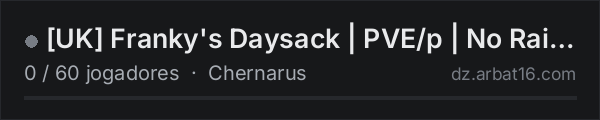 [UK] Franky's Daysack | PVE/p | No Raid | Ai | Quests na lista de servidores de DayZ da AR16