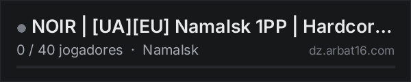 NOIR | [UA][EU] Namalsk 1PP | Hardcore PvP na lista de servidores de DayZ da AR16