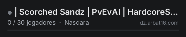 | Scorched Sandz | PvEvAI | HardcoreSurvival | UK | 18+ | na lista de servidores de DayZ da AR16
