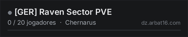 GER Raven Sector PVE na lista de servidores de DayZ da AR16