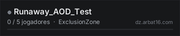 Runaway_AOD_Test na lista de servidores de DayZ da AR16