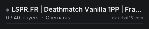 LSPR.FR | Deathmatch Vanilla 1PP | France - Ping FR on the AR16 DayZ server list