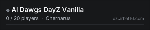 Al Dawgs DayZ Vanilla on the AR16 DayZ server list