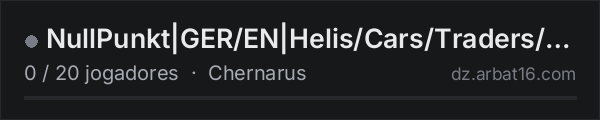 NullPunkt|GER/EN|Helis/Cars/Traders/Weapons/Gear na lista de servidores de DayZ da AR16