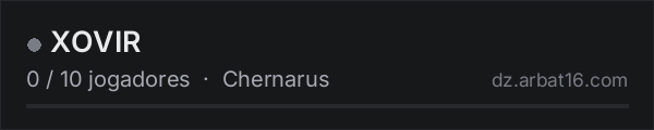 XOVIR na lista de servidores de DayZ da AR16