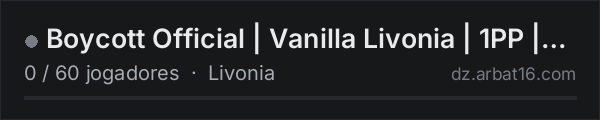 Boycott Official | Vanilla Livonia | 1PP | No Mods na lista de servidores de DayZ da AR16
