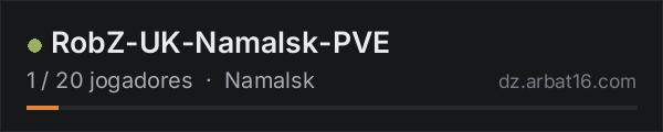 RobZ-UK-Namalsk-PVE na lista de servidores de DayZ da AR16