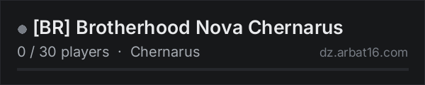 [BR] Brotherhood Nova Chernarus on the AR16 DayZ server list