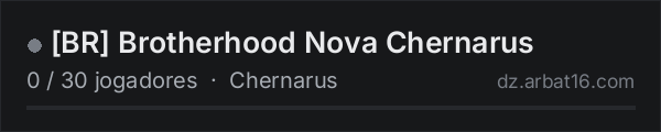 [BR] Brotherhood Nova Chernarus na lista de servidores de DayZ da AR16