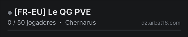 [FR-EU] Le QG PVE na lista de servidores de DayZ da AR16
