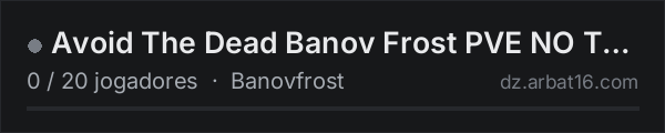 Avoid The Dead Banov Frost PVE NO TRADERS na lista de servidores de DayZ da AR16