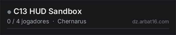 C13 HUD Sandbox na lista de servidores de DayZ da AR16