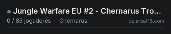 Jungle Warfare  EU #2 - Chernarus Tropical - PveVP -  Max grp 6 na lista de servidores de DayZ da AR16