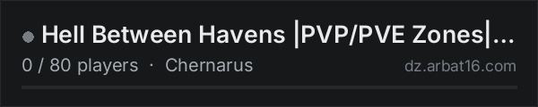 Hell Between Havens |PVP/PVE Zones|Wiped 10/16|Custom Events| on the AR16 DayZ server list