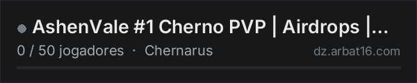 AshenVale #1 Cherno PVP | Airdrops | KOTH | Grind na lista de servidores de DayZ da AR16