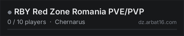 RBY Red Zone Romania PVE/PVP on the AR16 DayZ server list