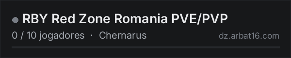 RBY Red Zone Romania PVE/PVP na lista de servidores de DayZ da AR16