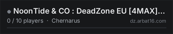 NoonTide & CO : DeadZone EU [4MAX] 1PP|BBP|HELI|PVP|LOOT|DUNGEO on the AR16 DayZ server list