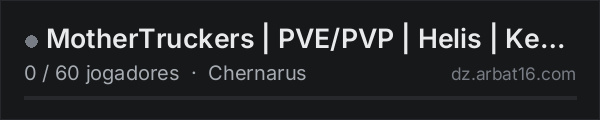 MotherTruckers | PVE/PVP | Helis | Keycards | Traders | 300K St na lista de servidores de DayZ da AR16