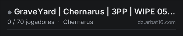 GraveYard | Chernarus | 3PP | WIPE 05.09 na lista de servidores de DayZ da AR16