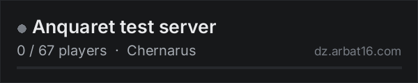 Anquaret test server on the AR16 DayZ server list